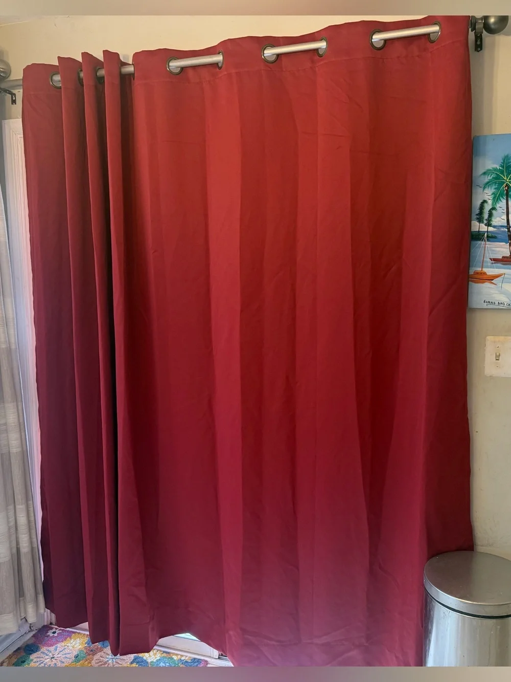 100 % blackout drape. 1 panel 100”W x 84”. Large window/ patio. Burgundy.